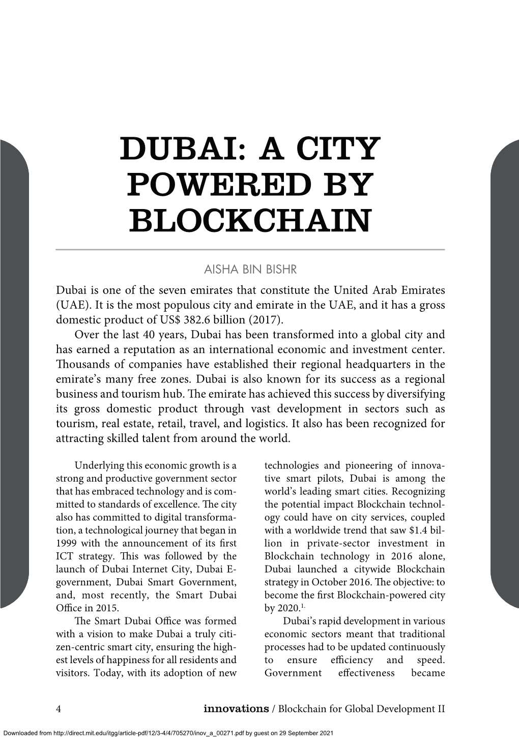 Dubai: a City Powered by Blockchain