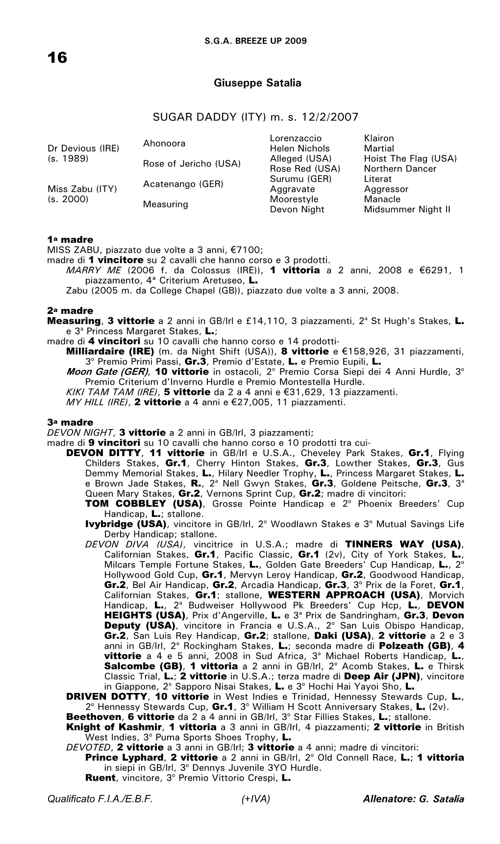 Tattersalls Catalogue Page