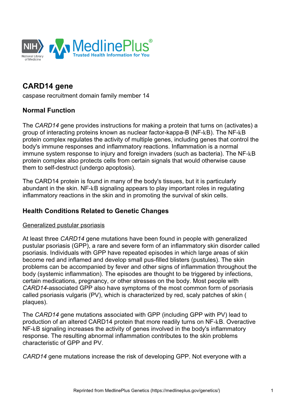 CARD14 Gene Caspase Recruitment Domain Family Member 14