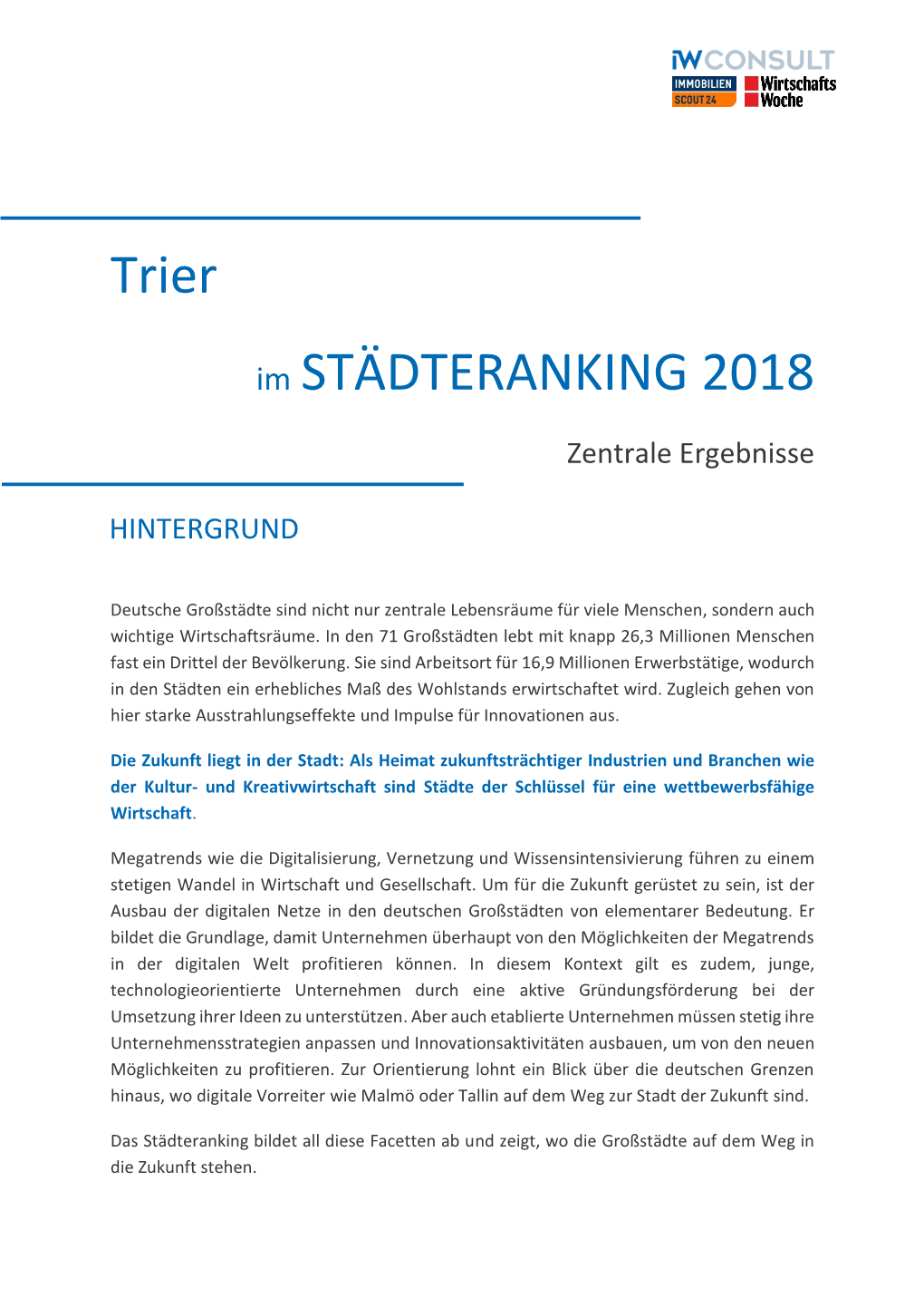 Trier Im STÄDTERANKING 2018