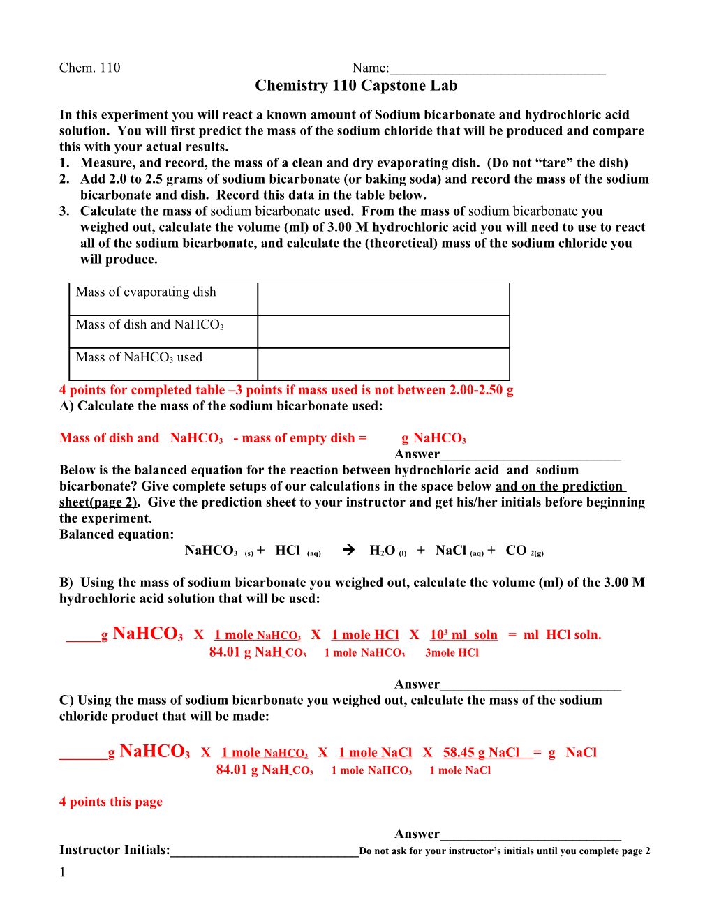 Chemistry 110 Capstone Lab