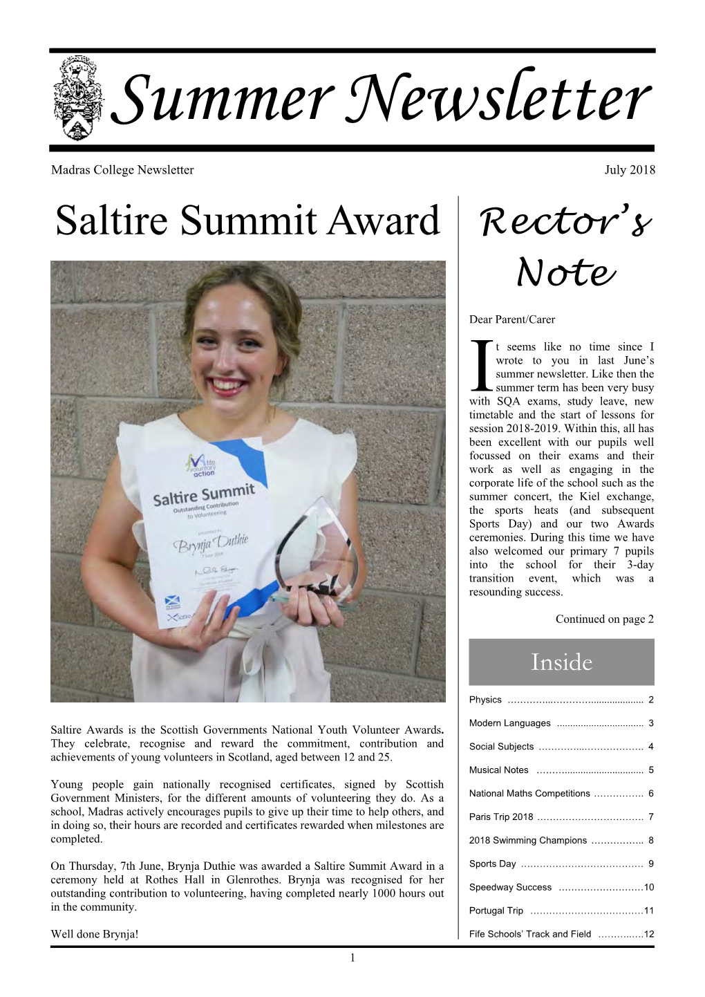 Summer Newsletter