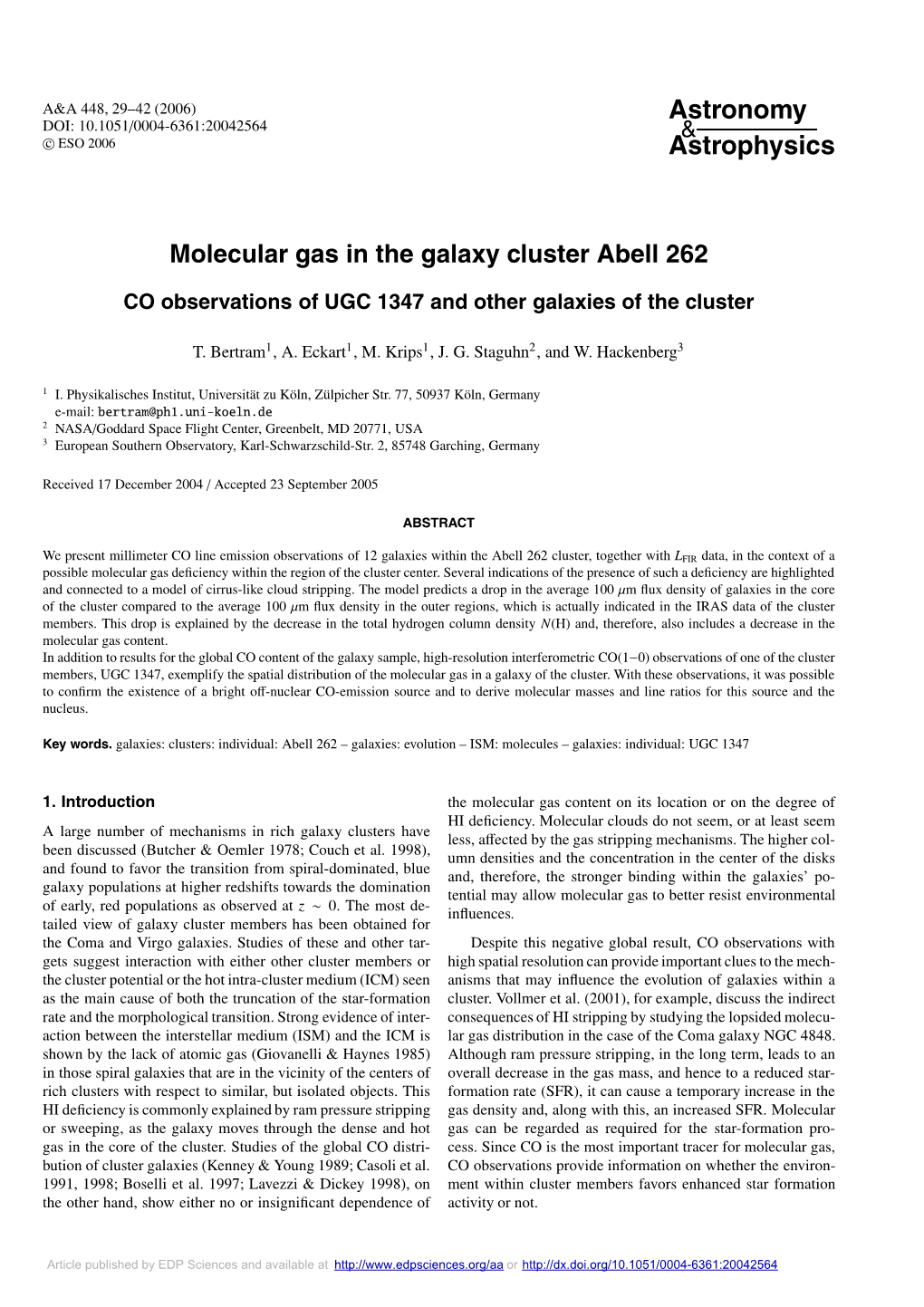 Molecular Gas in the Galaxy Cluster Abell 262