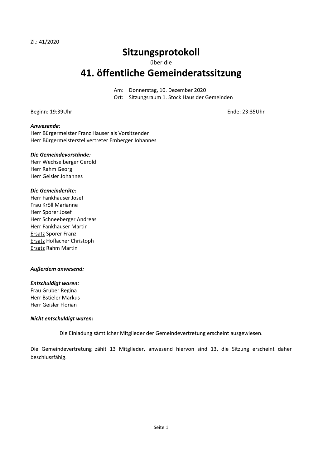 Gemeinderatssitzung 41