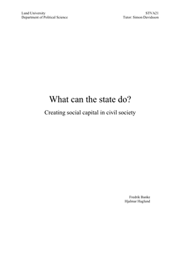 What Can the State Do? Creating Social Capital in Civil Society
