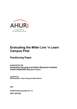Evaluating the Miller Live N' Learn Campus Pilot