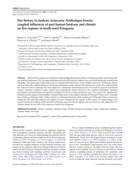 Fire History in Andean Araucaria–Nothofagus Forests: Coupled Influences of Past Human Land-Use and Climate on Fire Regimes in North-West Patagonia