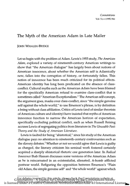 The Myth of the American Adam in Late Mailer