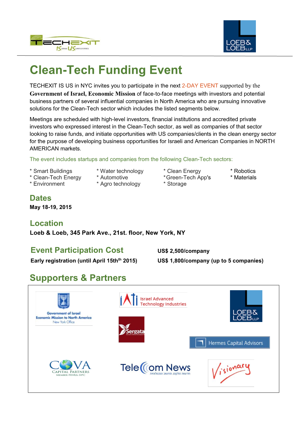 Clean-Tech Funding Event