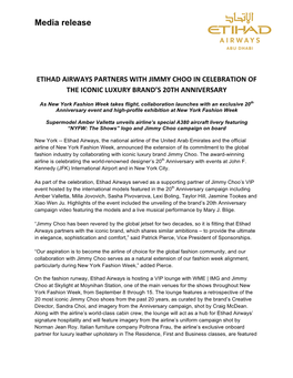 Media Release ETIHAD AIRWAYS PARTNERS with JIMMY CHOO IN