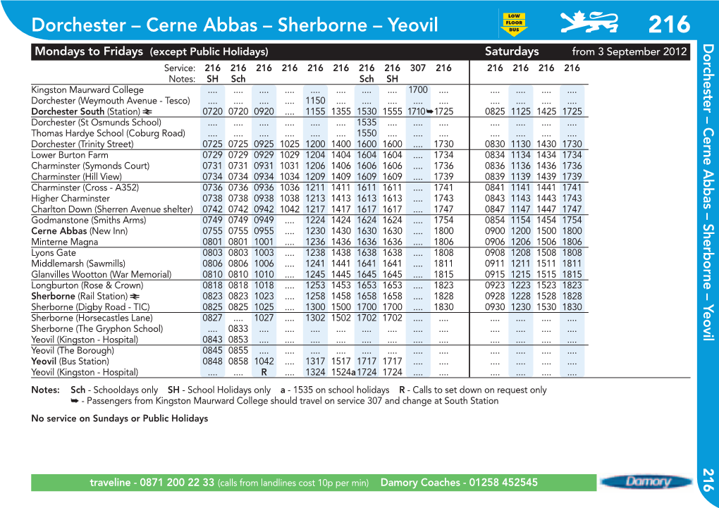 Dorchester – Cerne Abbas – Sherborne – Yeovil