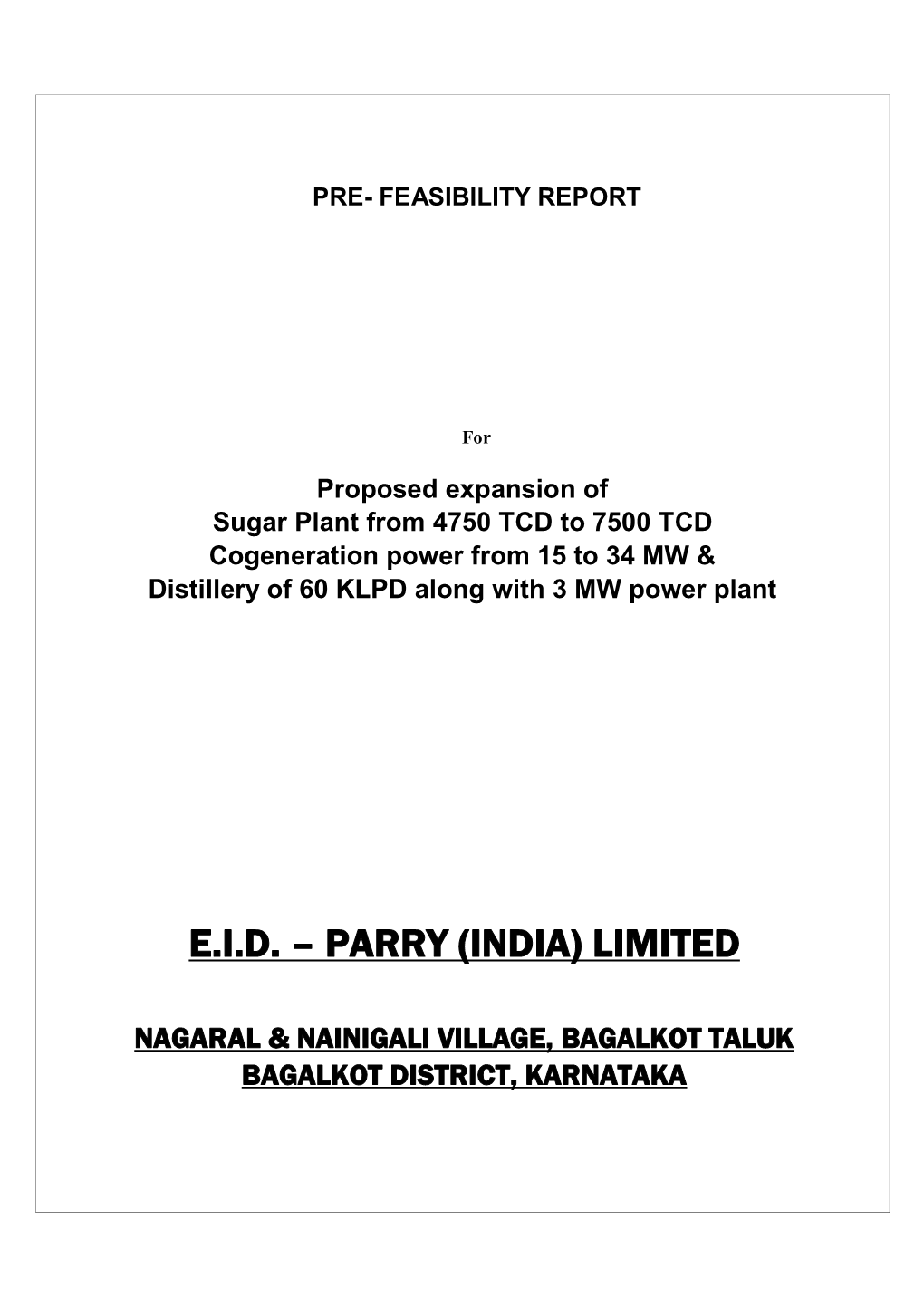 Pre- Feasibility Report