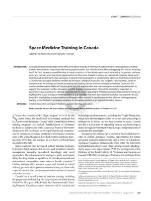 Space Medicine Training in Canada