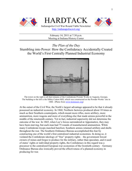 HARDTACK Indianapolis Civil War Round Table Newsletter