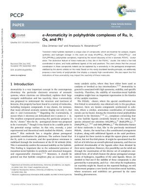 Aromaticity in Polyhydride Complexes of Ru, Ir, Os, and Pt† Cite This: DOI: 10.1039/C5cp04330a Elisa Jimenez-Izala and Anastassia N