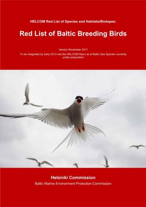 Red List of Baltic Breeding Birds