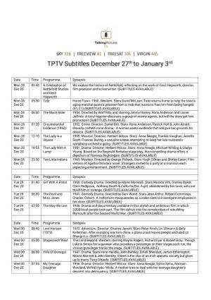 TPTV Subtitles December 27Th to January 3Rd
