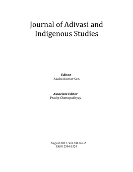 Journal of Adivasi and Indigenous Studies (JAIS) Vol
