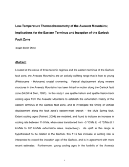 Low-Temperature Thermochronometry of the Avawatz Mountains;