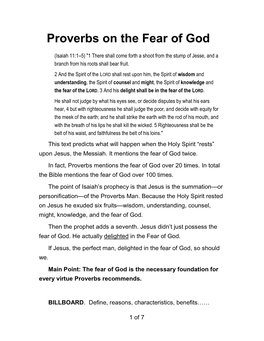 Proverbs on the Fear of God