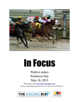 Pimlico Stakes Preakness Day May 16, 2015