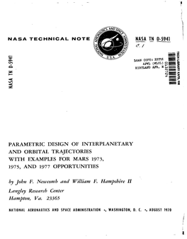 Nasa Tn D-5941 Parametric Design of Interplanetary