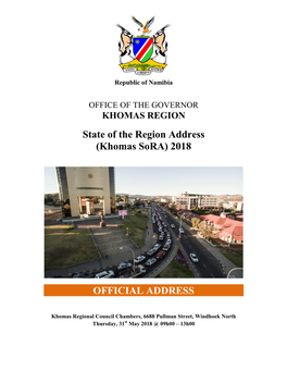 State of the Region Address (Khomas Sora) 2018 OFFICIAL