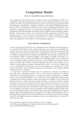 "Competition Model" In: the Encyclopedia of Applied Linguistics