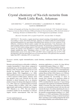 Crystal Chemistry of Na-Rich Rectorite from North Little Rock, Arkansas