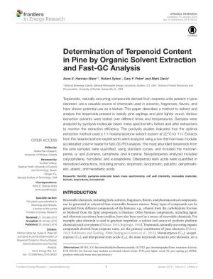 Determination of Terpenoid Content in Pine by Organic Solvent Extraction and Fast-Gc Analysis