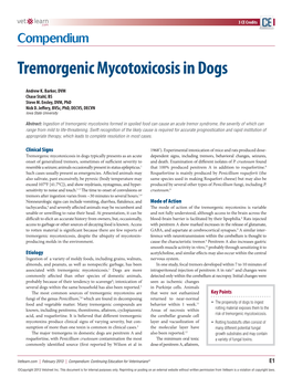 Tremorgenic Mycotoxicosis in Dogs