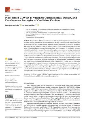 Plant-Based COVID-19 Vaccines: Current Status, Design, and Development Strategies of Candidate Vaccines