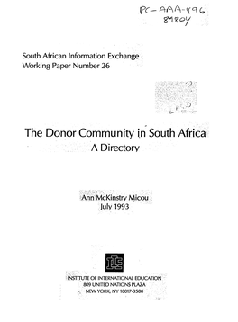 The Donor Community Insouth Africa •