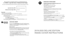 2019-2020 Deluxe Edition Inside Cover Instructions