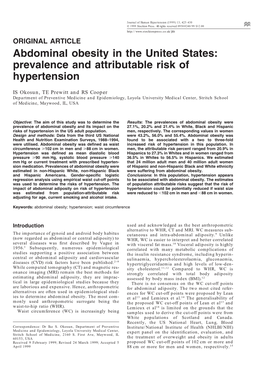 Abdominal Obesity in the United States: Prevalence and Attributable Risk of Hypertension