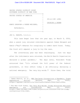 Case 1:20-Cr-00188-JSR Document 208 Filed 03/01/21 Page 1 of 25