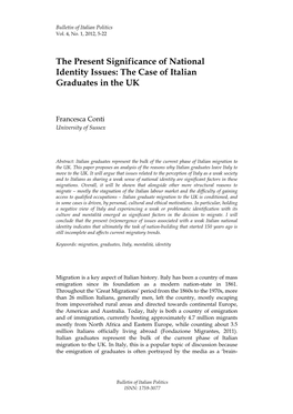 The Present Significance of National Identity Issues: the Case of Italian Graduates in the UK