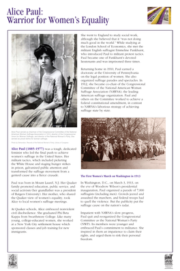 Alice Paul: Warrior for Women’S Equality