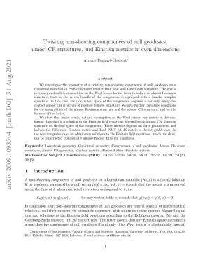 Twisting Non-Shearing Congruences of Null Geodesics, Almost CR