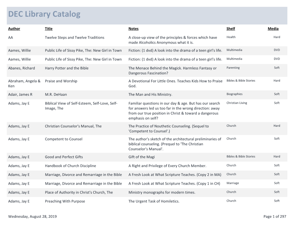 DEC Library Catalog