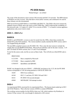 PC-DOS Notes Wendy Krieger – an Os2fan2