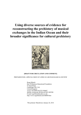 Using Diverse Sources of Evidence for Reconstructing the Prehistory of Musical Exchanges in the Indian Ocean and Their Broader Significance for Cultural Prehistory