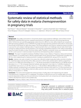 Systematic Review of Statistical Methods for Safety Data in Malaria Chemoprevention in Pregnancy Trials Noel Patson1,2, Mavuto Mukaka3,4, Kennedy N