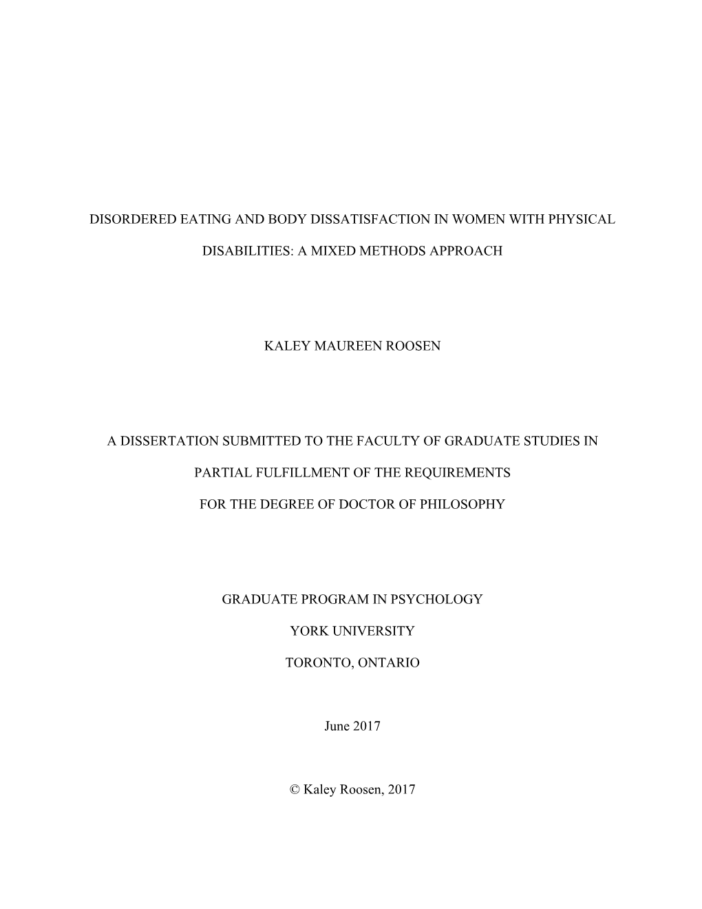 Disordered Eating and Body Dissatisfaction in Women with Physical