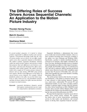 The Differing Roles of Success Drivers Across Sequential Channels: an Application to the Motion Picture Industry