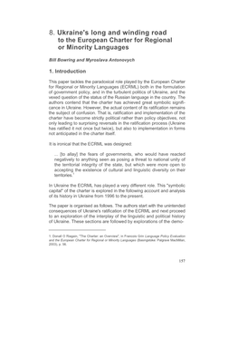 8. Ukraine's Long and Winding Road to the European Charter for Regional Or Minority Languages