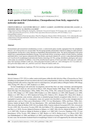 Salsoloideae, Chenopodiaceae) from Sicily, Supported by Molecular Analysis