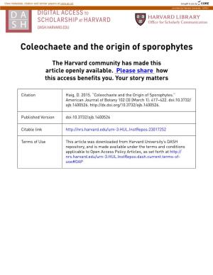 Coleochaete and the Origin of Sporophytes