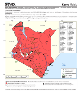 Kenya Malaria General Malaria Information: Predominantly P