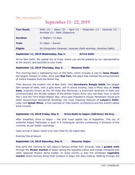 Sept 2019 India FAM Itinerary